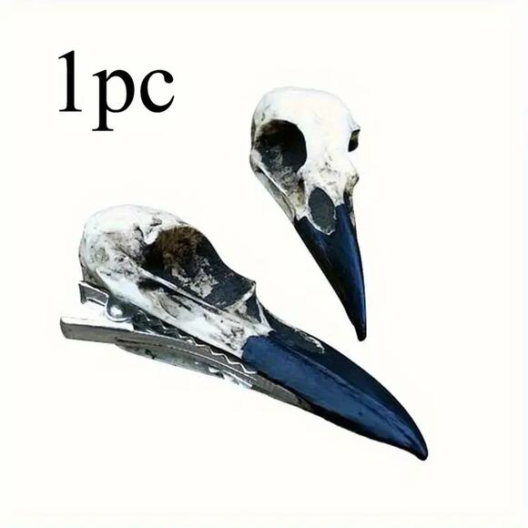 Gothic Raven Skull Hair Clip – Bird Skull Barrette for Alternative, Witchy - Picture 5 of 5